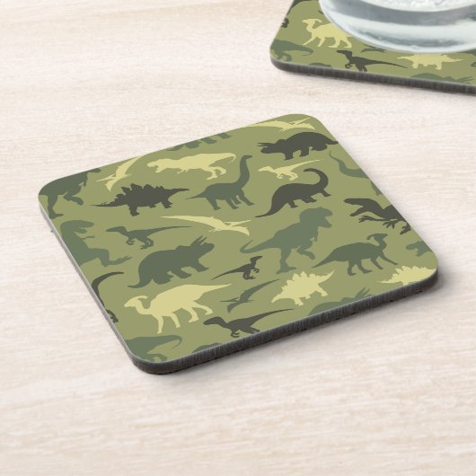 Dinosaurier-Muster, Dinosaurier-Silhouette, grüner Getränkeuntersetzer (Linke Seite)