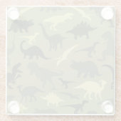 Dinosaurier-Muster, Dinosaurier-Silhouette, grüner Glasuntersetzer (Rückseite)
