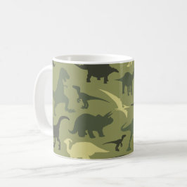 Dinosaurier-Muster, Dinosaurier-Silhouette, grüner Kaffeetasse
