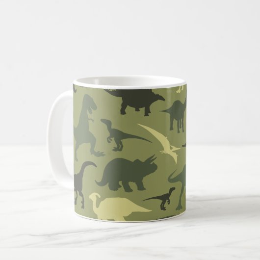 Dinosaurier-Muster, Dinosaurier-Silhouette, grüner Kaffeetasse (Vorderseite Links)