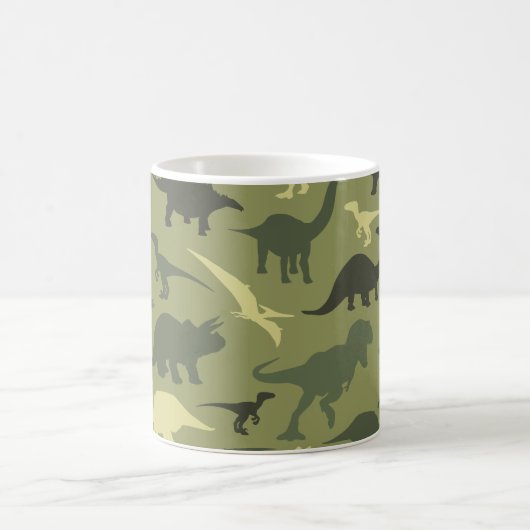 Dinosaurier-Muster, Dinosaurier-Silhouette, grüner Kaffeetasse (Mittel)