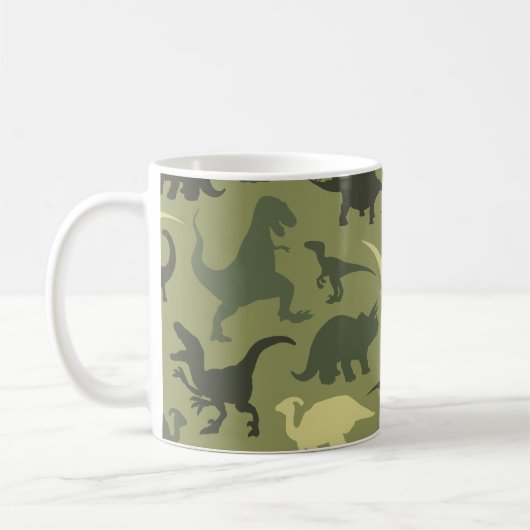 Dinosaurier-Muster, Dinosaurier-Silhouette, grüner Kaffeetasse (Links)