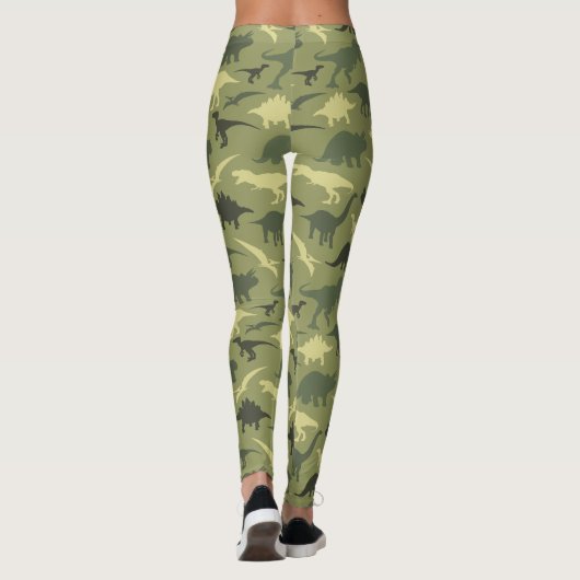 Dinosaurier-Muster, Dinosaurier-Silhouette, grüner Leggings (Rückseite)
