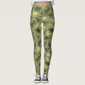 Dinosaurier-Muster, Dinosaurier-Silhouette, grüner Leggings (Vorderseite)