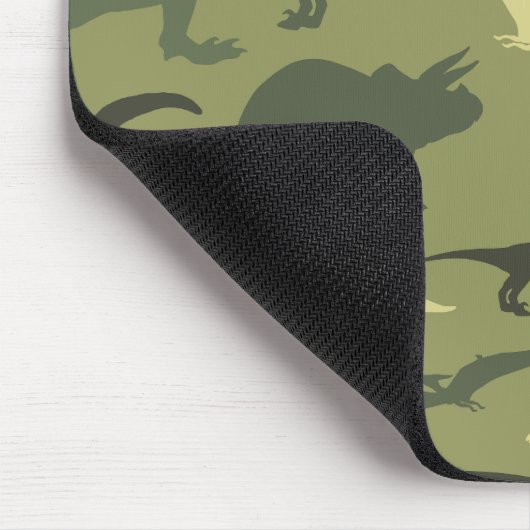 Dinosaurier-Muster, Dinosaurier-Silhouette, grüner Mousepad (Ecke)