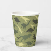 Dinosaurier-Muster, Dinosaurier-Silhouette, grüner Pappbecher (Vorderseite)