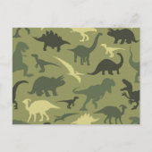 Dinosaurier-Muster, Dinosaurier-Silhouette, grüner Postkarte (Vorderseite)