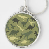 Dinosaurier-Muster, Dinosaurier-Silhouette, grüner Schlüsselanhänger (Vorne)