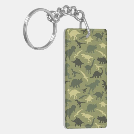 Dinosaurier-Muster, Dinosaurier-Silhouette, grüner Schlüsselanhänger (Vorderseite links)