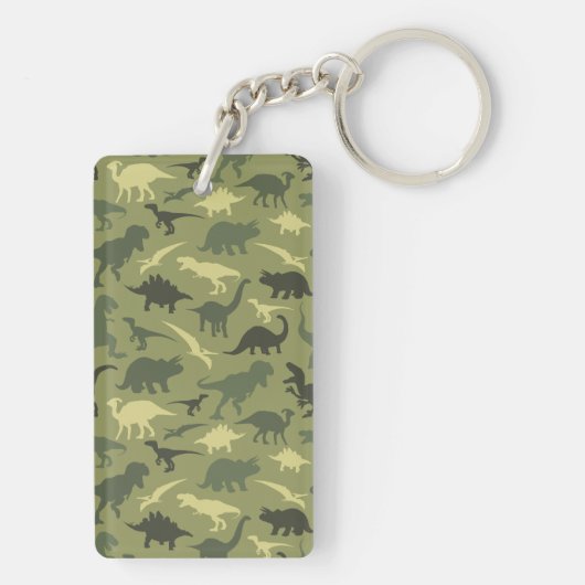 Dinosaurier-Muster, Dinosaurier-Silhouette, grüner Schlüsselanhänger (Rückseite)