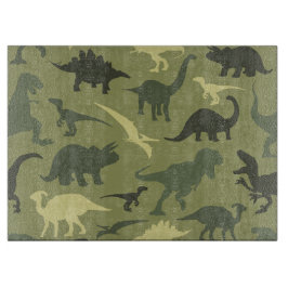 Dinosaurier-Muster, Dinosaurier-Silhouette, grüner Schneidebrett