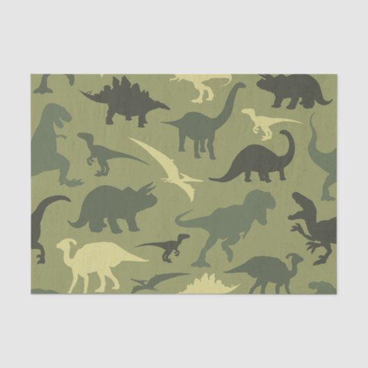 Dinosaurier-Muster, Dinosaurier-Silhouette, grüner Seidenpapier (Vorderseite)