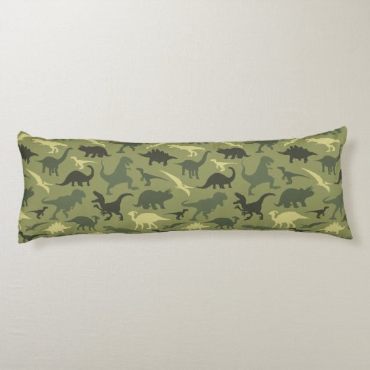 Dinosaurier-Muster, Dinosaurier-Silhouette, grüner Seitenschläferkissen (Rückseite)