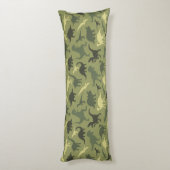 Dinosaurier-Muster, Dinosaurier-Silhouette, grüner Seitenschläferkissen (Rückseite (Vertikal))