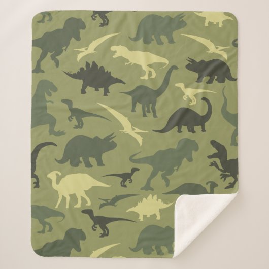 Dinosaurier-Muster, Dinosaurier-Silhouette, grüner Sherpadecke (Vorderseite)