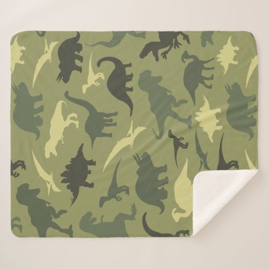 Dinosaurier-Muster, Dinosaurier-Silhouette, grüner Sherpadecke (Vorderseite (Horizontal))