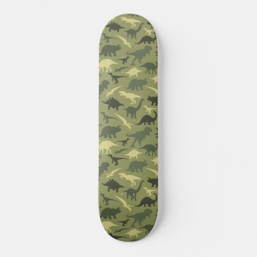 Dinosaurier-Muster, Dinosaurier-Silhouette, grüner Skateboard (Vorderseite)