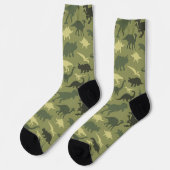 Dinosaurier-Muster, Dinosaurier-Silhouette, grüner Socken (Linkes Detail)