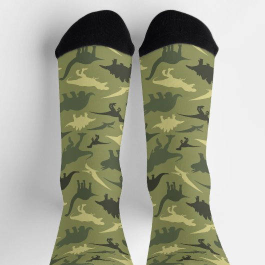 Dinosaurier-Muster, Dinosaurier-Silhouette, grüner Socken (Oben)
