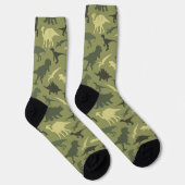 Dinosaurier-Muster, Dinosaurier-Silhouette, grüner Socken (Rechts)