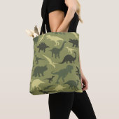Dinosaurier-Muster, Dinosaurier-Silhouette, grüner Tasche (Von Nahem)