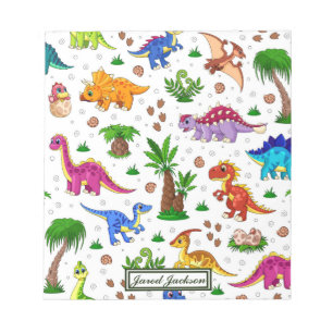 Dinosaurier-Muster, farbenfroh, ohne Stich Notizblock