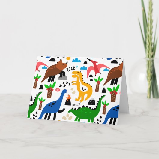 Dinosaurier-Muster Feiertagskarte (Vorderseite)