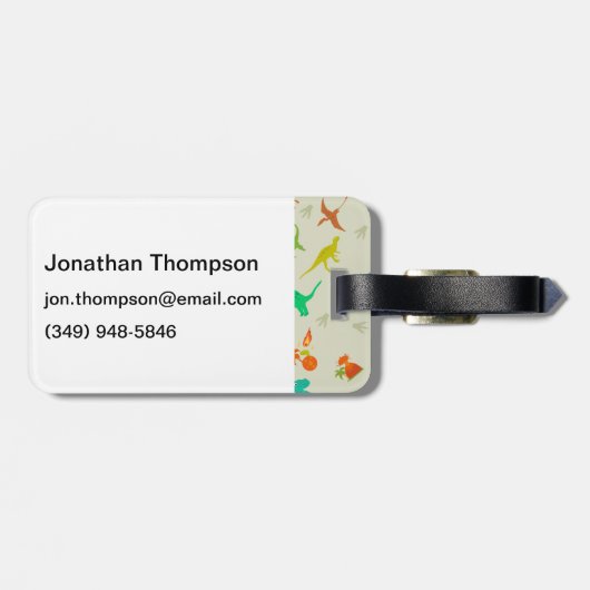 Dinosaurier-Muster Gepäckanhänger (Rückseite horizontal)