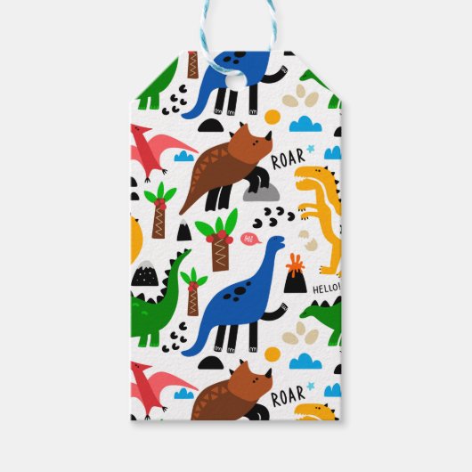 Dinosaurier-Muster Geschenkanhänger (Vorderseite)