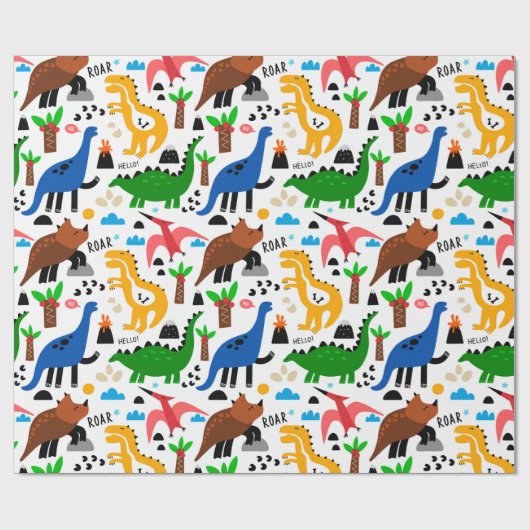 Dinosaurier-Muster Geschenkpapier (Flach)