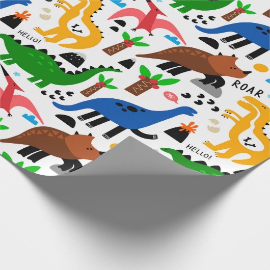 Dinosaurier-Muster Geschenkpapier (Ecke)