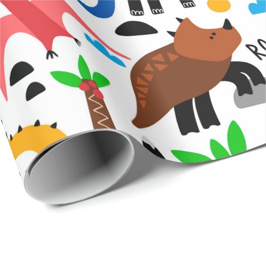 Dinosaurier-Muster Geschenkpapier (Rolleneckpunkt)