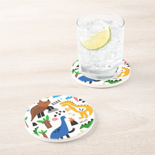 Dinosaurier-Muster Getränkeuntersetzer (Seite)