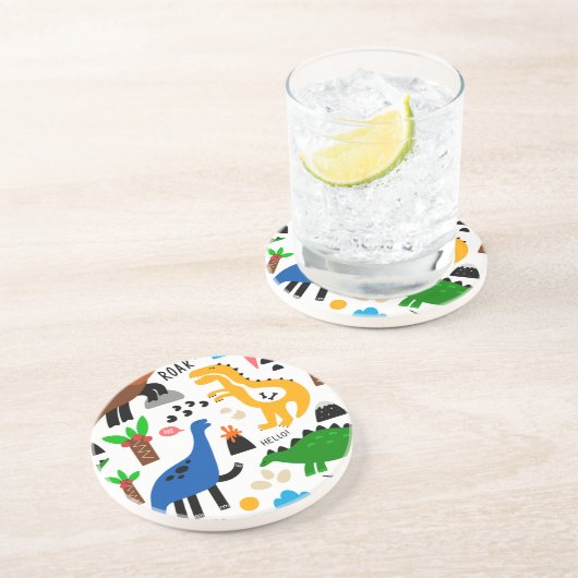 Dinosaurier-Muster Getränkeuntersetzer (Seite)