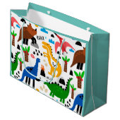 Dinosaurier-Muster Große Geschenktüte (Vorderseite Schrägansicht)