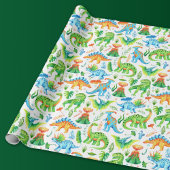 Dinosaurier-Muster grün, orange, blau Geschenkpapier