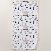 Dinosaurier Muster mit Individuelle Name Strandtuch (Vorderseite)