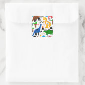 Dinosaurier-Muster Quadratischer Aufkleber (Tasche)