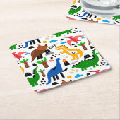Dinosaurier-Muster Rechteckiger Pappuntersetzer (angewinkelt)