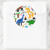 Dinosaurier-Muster Runder Aufkleber (Tasche)