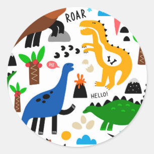 Dinosaurier-Muster Runder Aufkleber