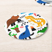 Dinosaurier-Muster Runder Pappuntersetzer (Angewinkelt)