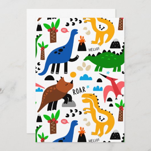 Dinosaurier-Muster Save The Date (Vorne/Hinten)