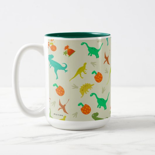 Dinosaurier-Muster Zweifarbige Tasse (Links)