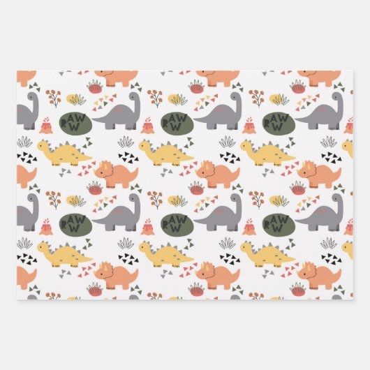 Dinosaurier-Musterkinder Geschenkpapier Set (Vorderseite 2)