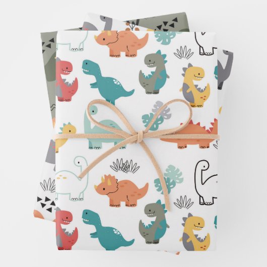 Dinosaurier-Musterkinder Geschenkpapier Set (Beispiel)