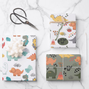 Dinosaurier-Musterkinder Geschenkpapier Set