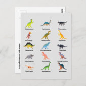 Dinosaurier - Namensliste Postkarte (Vorne/Hinten)