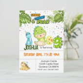 Dinosaurier: Neun Geburtstagseinladung Einladung (Stehend Vorderseite)