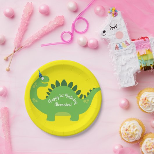 Dinosaurier Niedlich 1. Geburtstag Teller (Party)